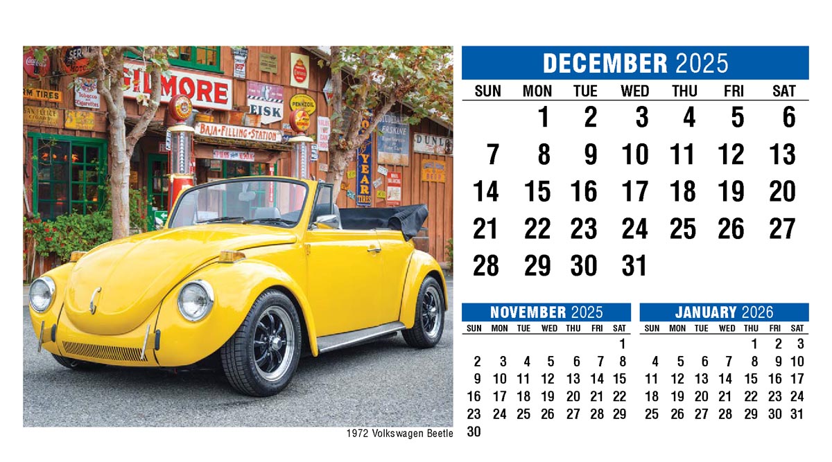 Galleria Classic Cars Promotional Desk Calendar- 2026
